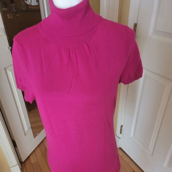 Ann Taylor Tops - ANN TAYLOR FUSCHIA SILK BLEND TURTLE NECK